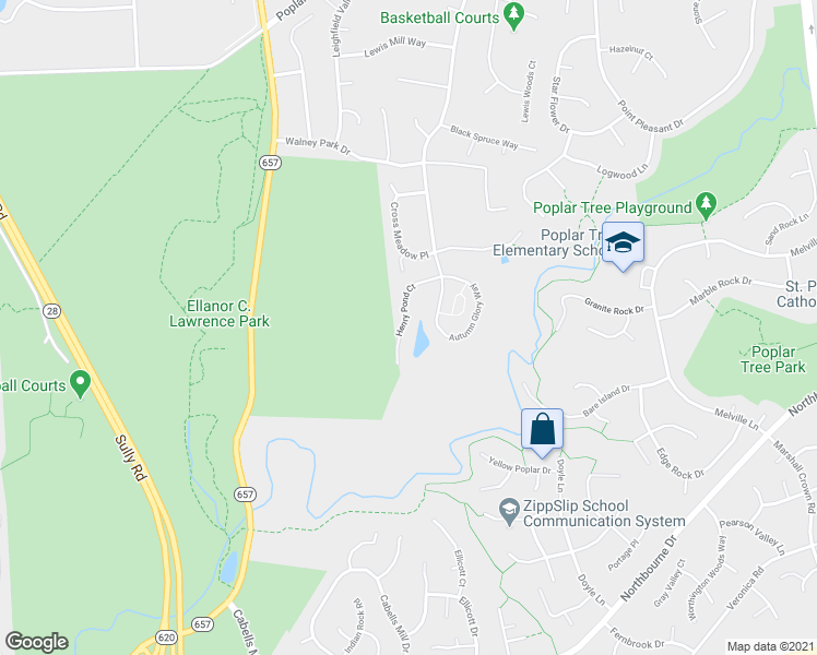 map of restaurants, bars, coffee shops, grocery stores, and more near 13773 Henry Pond Court in Chantilly