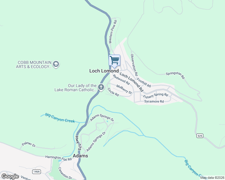 map of restaurants, bars, coffee shops, grocery stores, and more near 12750 Highway 175 in Loch Lomond