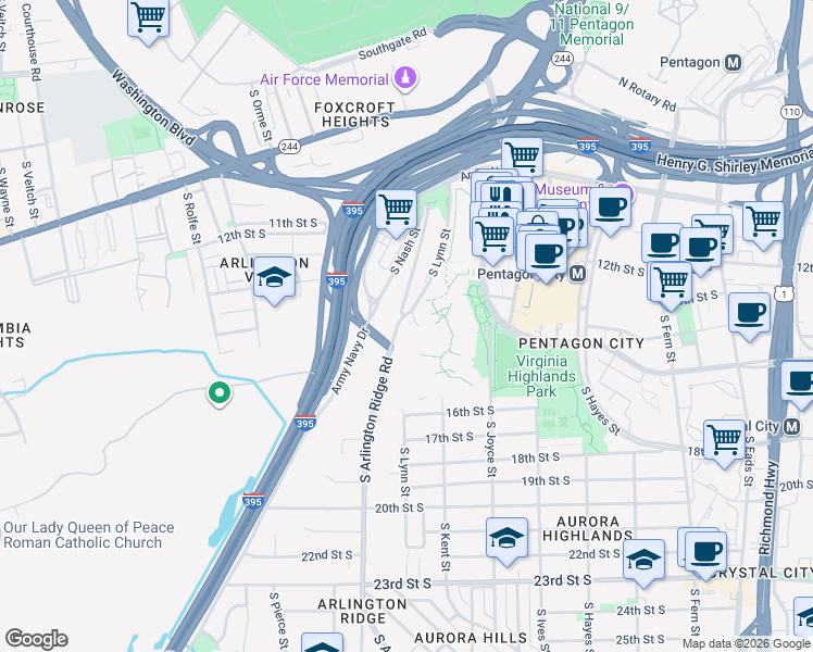map of restaurants, bars, coffee shops, grocery stores, and more near 101 Independence Avenue Southeast in Washington