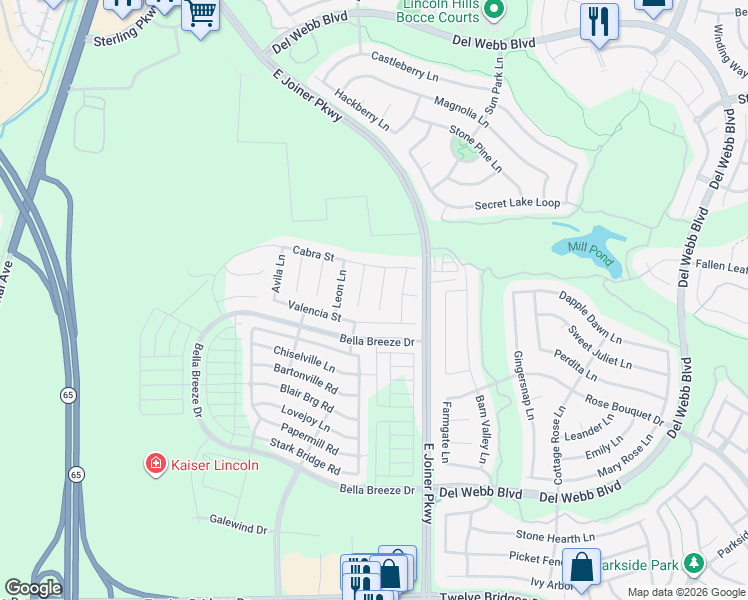 map of restaurants, bars, coffee shops, grocery stores, and more near 764 Burkeville Road in Lincoln