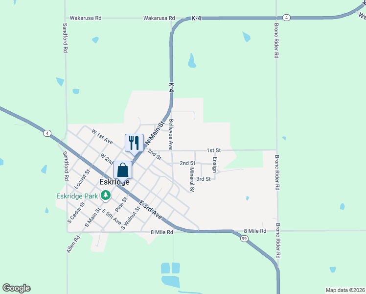 map of restaurants, bars, coffee shops, grocery stores, and more near 400-464 Bellevue Avenue in Eskridge