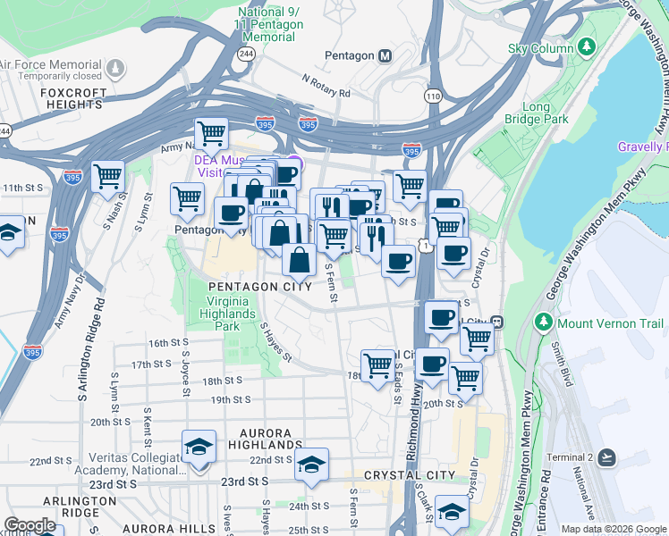 map of restaurants, bars, coffee shops, grocery stores, and more near 101 Independence Avenue Southeast in Washington