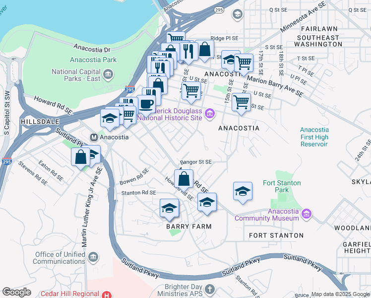map of restaurants, bars, coffee shops, grocery stores, and more near 101 Independence Avenue Southeast in Washington
