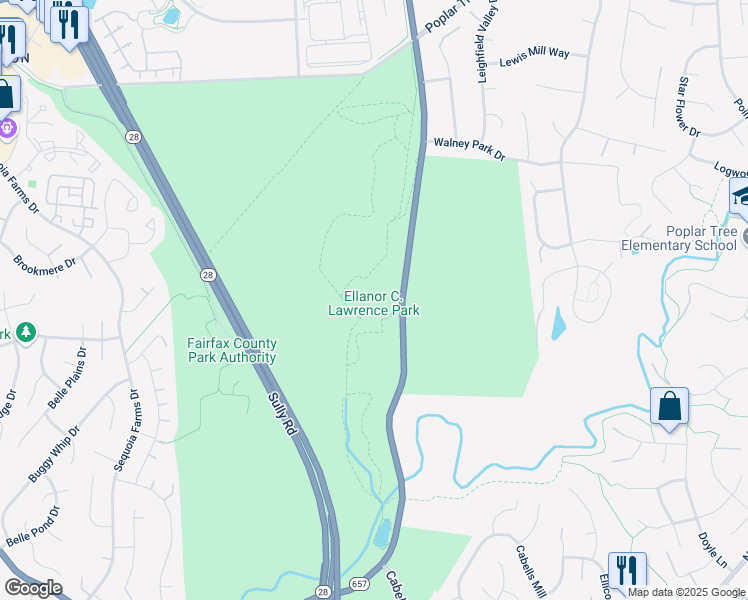 map of restaurants, bars, coffee shops, grocery stores, and more near 5040 Walney Road in Chantilly