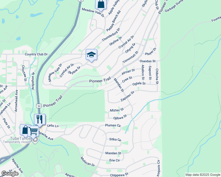map of restaurants, bars, coffee shops, grocery stores, and more near 1523 Cree Street in South Lake Tahoe