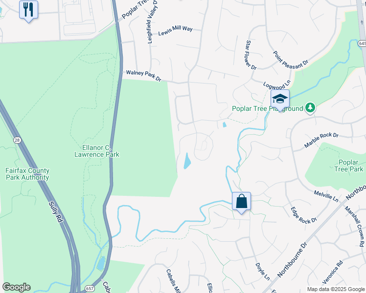 map of restaurants, bars, coffee shops, grocery stores, and more near 13769 Henry Pond Court in Chantilly