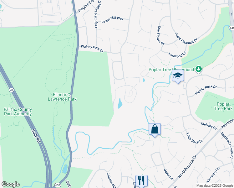 map of restaurants, bars, coffee shops, grocery stores, and more near 13769 Henry Pond Court in Chantilly