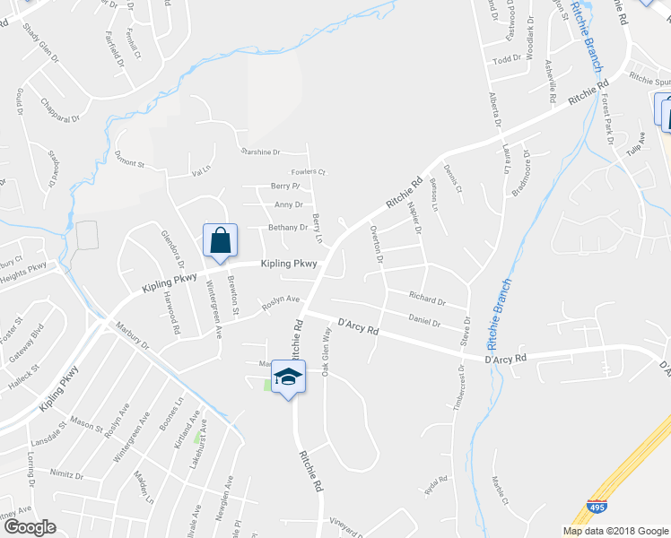 map of restaurants, bars, coffee shops, grocery stores, and more near 2008 Ritchie Road in District Heights