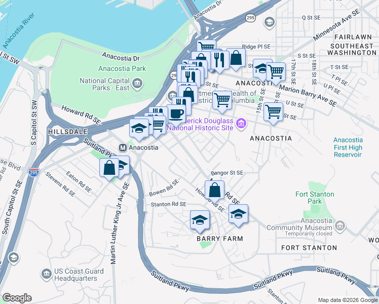 map of restaurants, bars, coffee shops, grocery stores, and more near 101 Independence Avenue Southeast in Washington