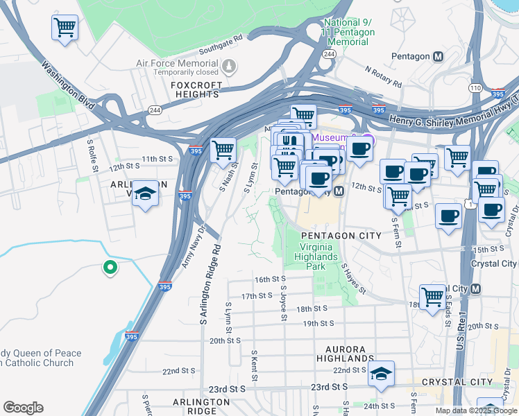 map of restaurants, bars, coffee shops, grocery stores, and more near 101 Independence Avenue Southeast in Washington