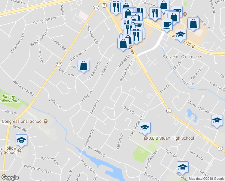 map of restaurants, bars, coffee shops, grocery stores, and more near 3148 Ravenwood Drive in Falls Church