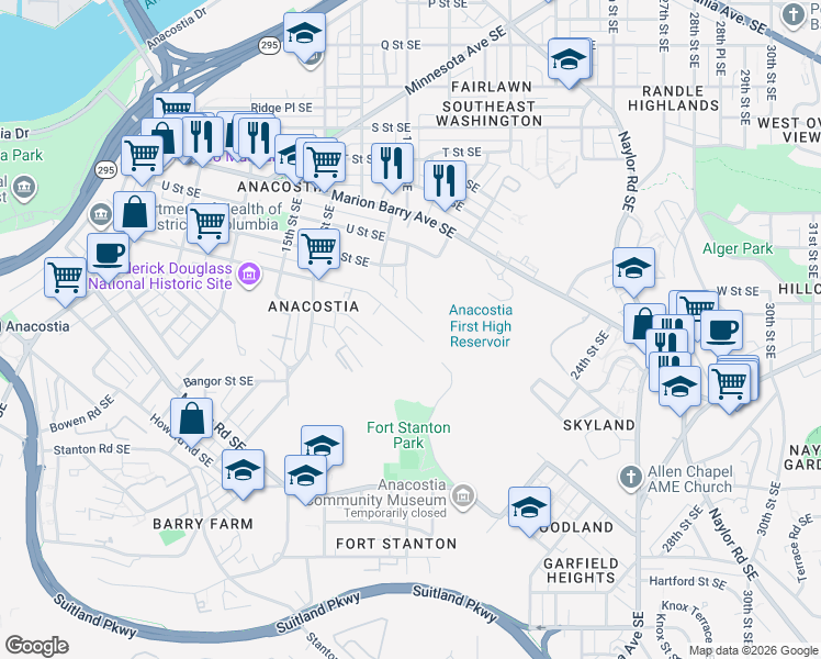 map of restaurants, bars, coffee shops, grocery stores, and more near 101 Independence Avenue Southeast in Washington