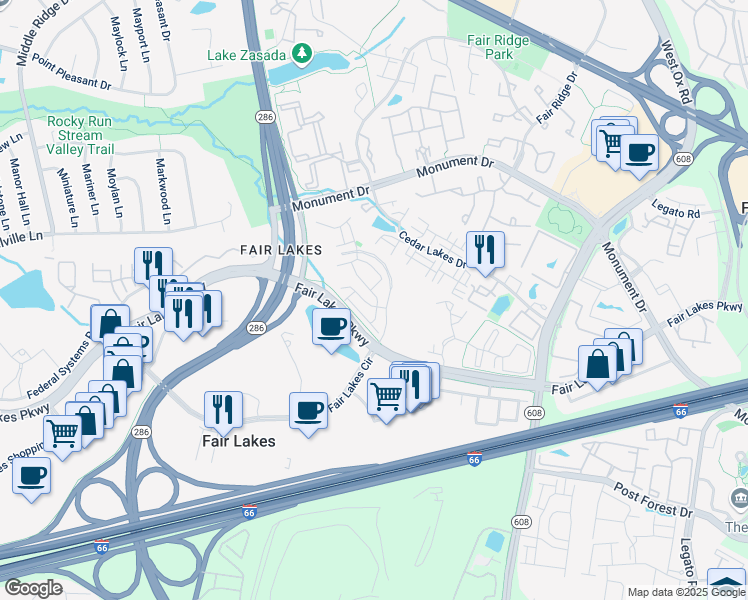 map of restaurants, bars, coffee shops, grocery stores, and more near 12569 Todd Lane in Fairfax