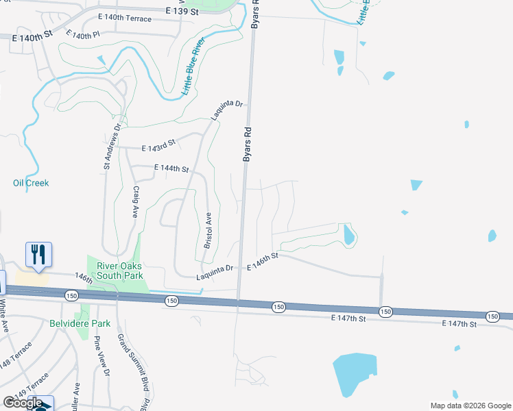 map of restaurants, bars, coffee shops, grocery stores, and more near 14500 Eastern Court in Grandview