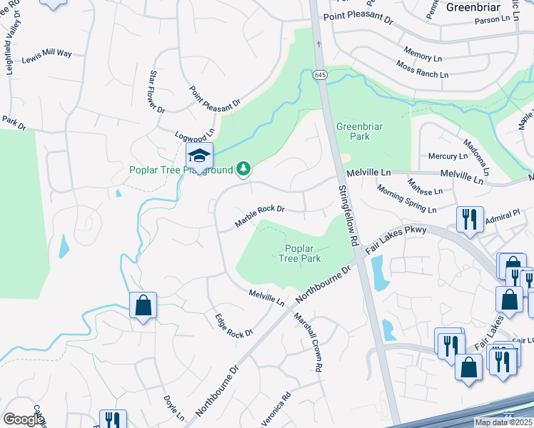 map of restaurants, bars, coffee shops, grocery stores, and more near 13441 Marble Rock Dr in Chantilly