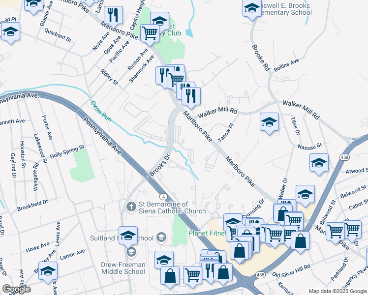 map of restaurants, bars, coffee shops, grocery stores, and more near 101 Independence Avenue Southeast in Washington