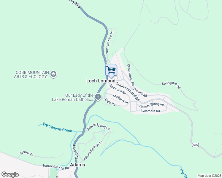 map of restaurants, bars, coffee shops, grocery stores, and more near 10311 Redwood Road in Loch Lomond