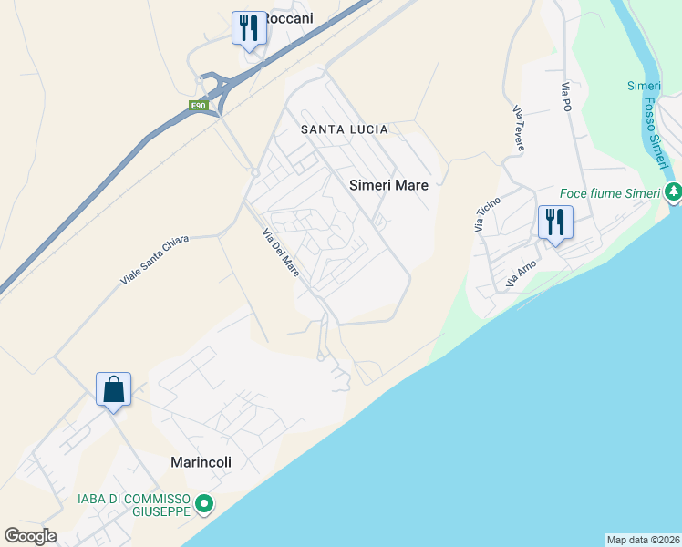 map of restaurants, bars, coffee shops, grocery stores, and more near 31/A Villaggio Maestrale in Provincia di Catanzaro