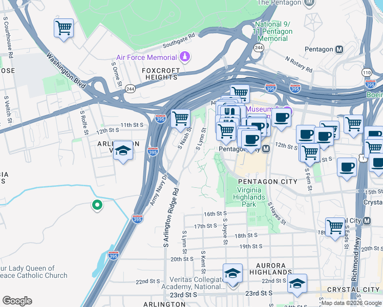 map of restaurants, bars, coffee shops, grocery stores, and more near 101 Independence Avenue Southeast in Washington