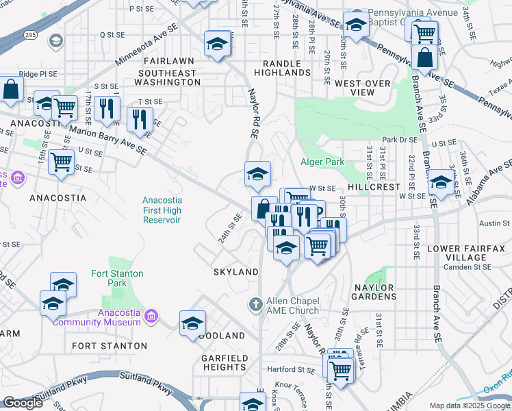 map of restaurants, bars, coffee shops, grocery stores, and more near 101 Independence Avenue Southeast in Washington