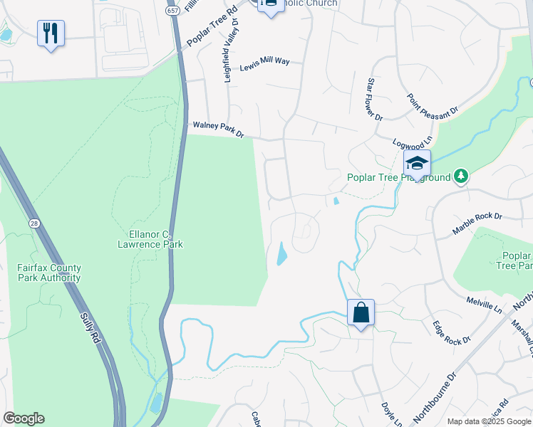 map of restaurants, bars, coffee shops, grocery stores, and more near 4822 Cross Meadow Place in Chantilly