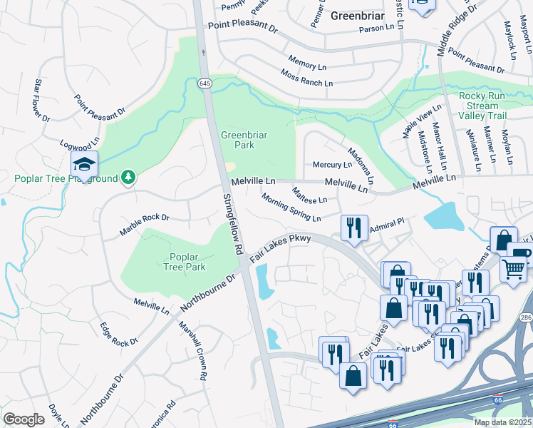 map of restaurants, bars, coffee shops, grocery stores, and more near 4711 Rippling Pond Drive in Fairfax