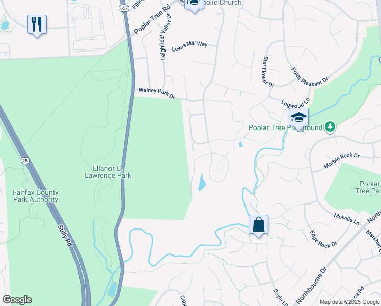 map of restaurants, bars, coffee shops, grocery stores, and more near 4822 Cross Meadow Place in Chantilly