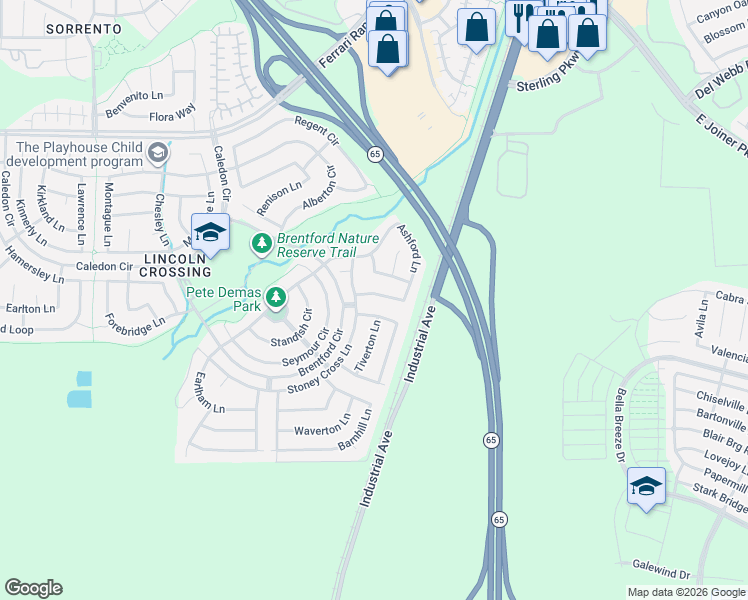 map of restaurants, bars, coffee shops, grocery stores, and more near 1210 Tiverton Lane in Lincoln