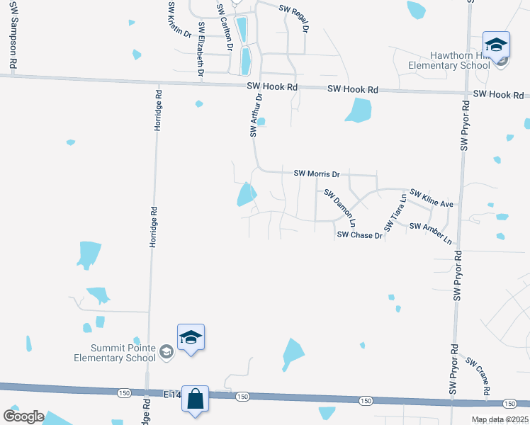 map of restaurants, bars, coffee shops, grocery stores, and more near Southwest Kline Avenue in Lee's Summit