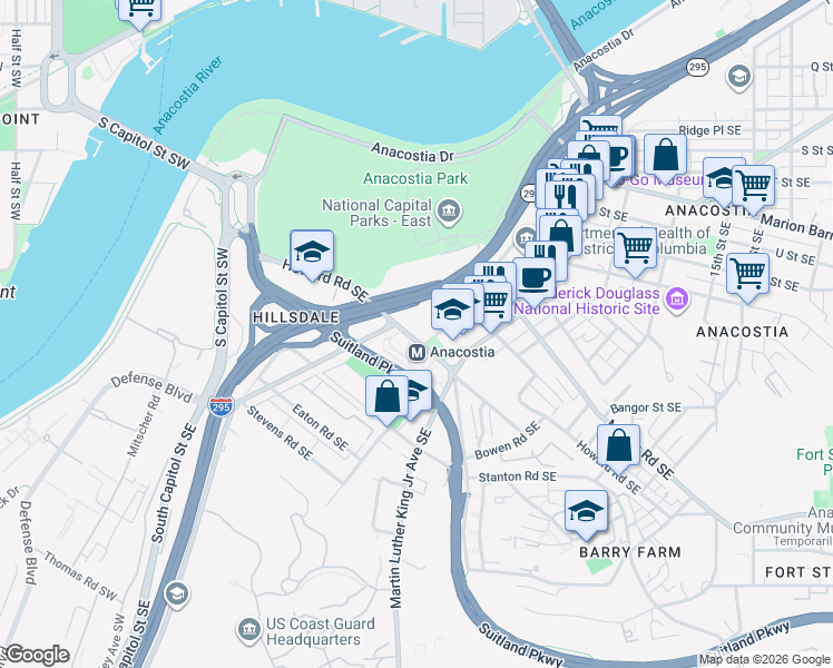 map of restaurants, bars, coffee shops, grocery stores, and more near 101 Independence Avenue Southeast in Washington