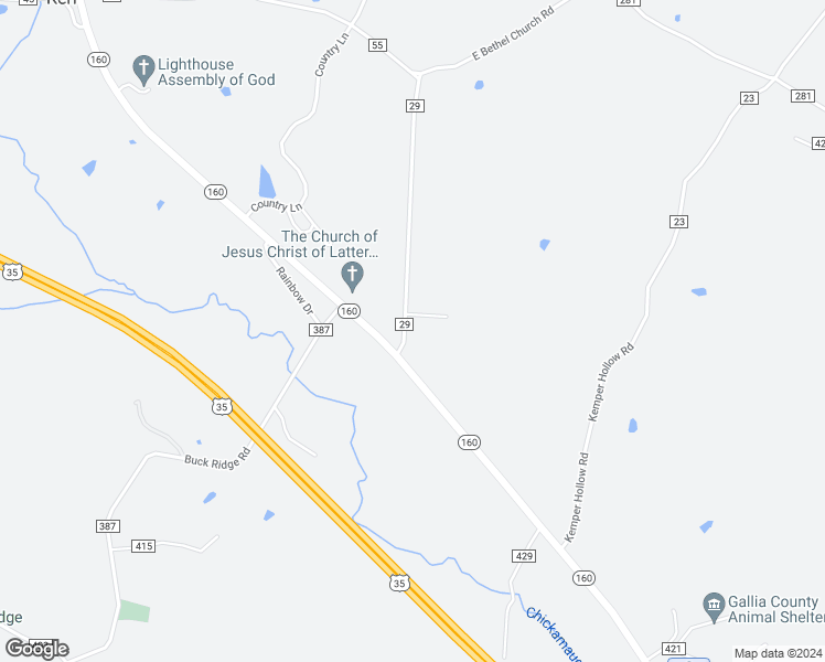 map of restaurants, bars, coffee shops, grocery stores, and more near 54 White Road in Gallipolis