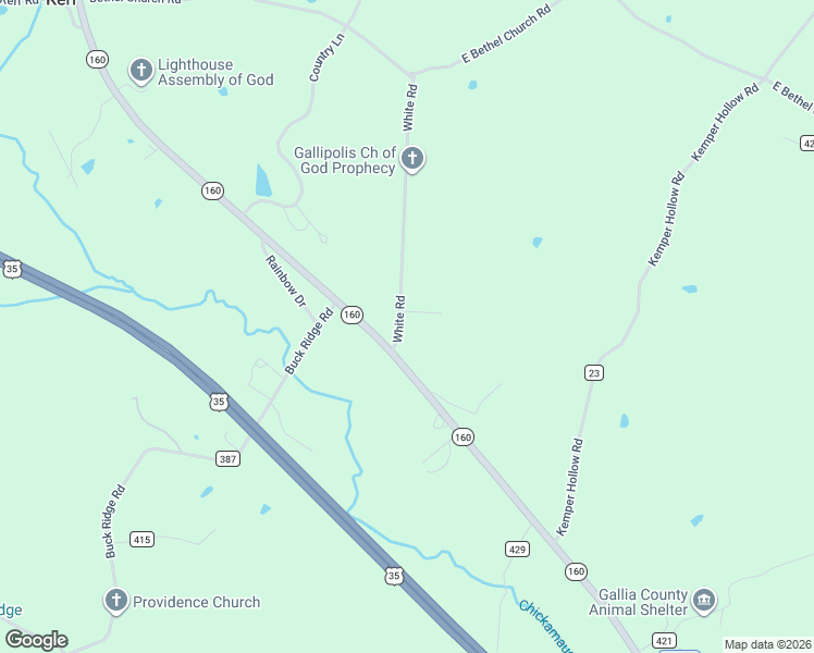 map of restaurants, bars, coffee shops, grocery stores, and more near 63 Cedarwood Lane in Gallipolis