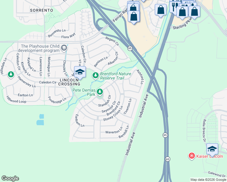 map of restaurants, bars, coffee shops, grocery stores, and more near 1252 Seymour Circle in Lincoln
