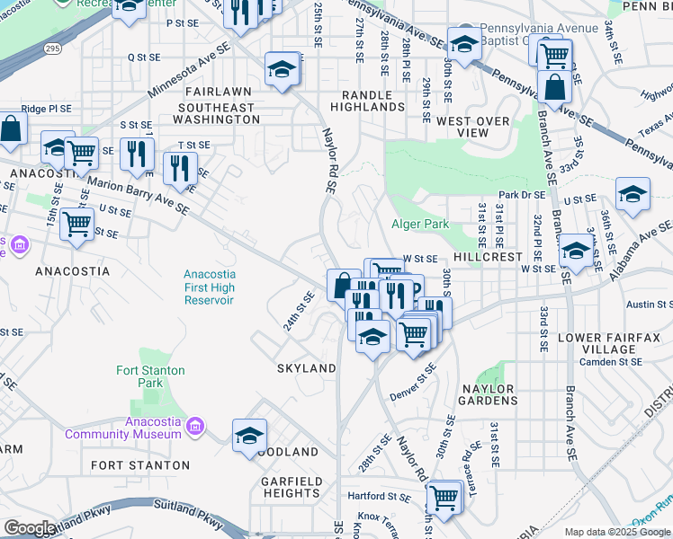 map of restaurants, bars, coffee shops, grocery stores, and more near in Washington