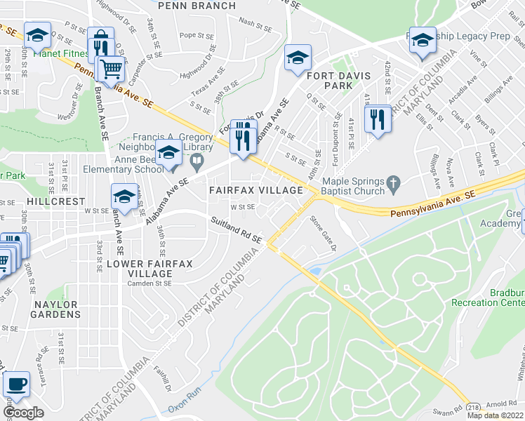 map of restaurants, bars, coffee shops, grocery stores, and more near 101 Independence Avenue Southeast in Washington