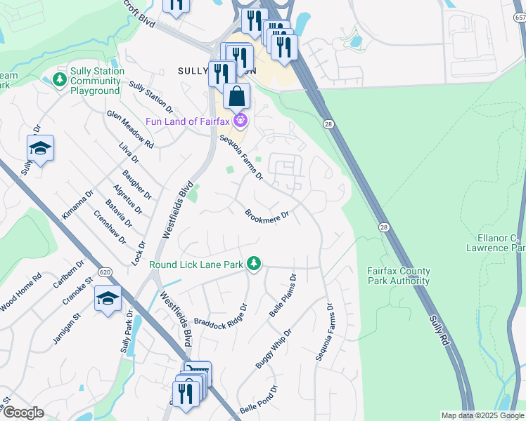 map of restaurants, bars, coffee shops, grocery stores, and more near 5216 Woodleaf Ct in Centreville