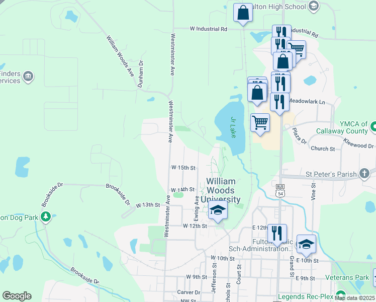 map of restaurants, bars, coffee shops, grocery stores, and more near 1517 Ewing Avenue in Fulton