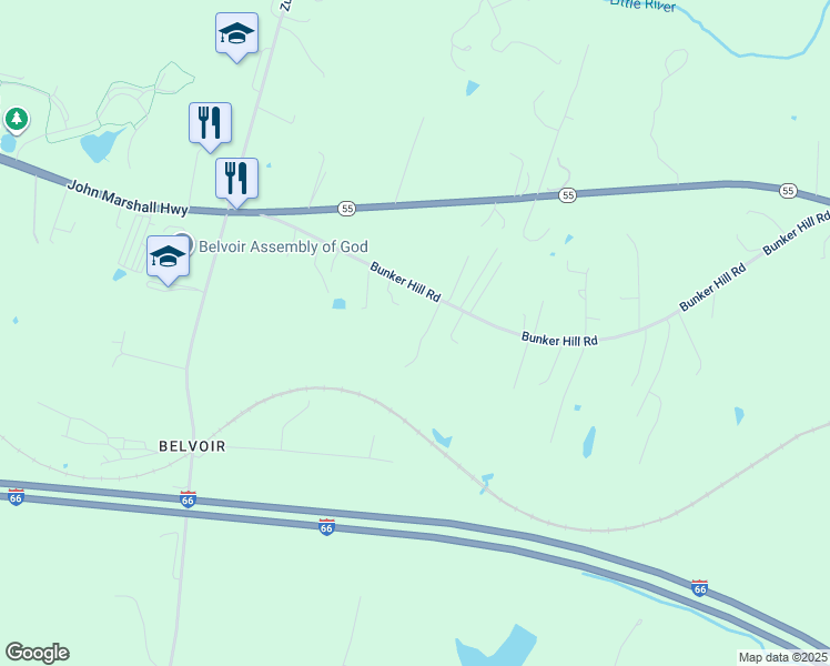map of restaurants, bars, coffee shops, grocery stores, and more near 4232 Brookewood Lane in The Plains