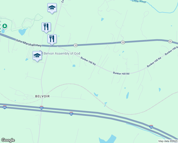 map of restaurants, bars, coffee shops, grocery stores, and more near 4232 Brookewood Lane in The Plains