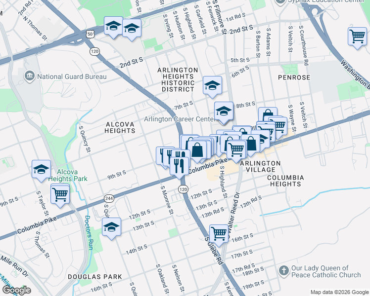map of restaurants, bars, coffee shops, grocery stores, and more near 101 Independence Avenue Southeast in Washington