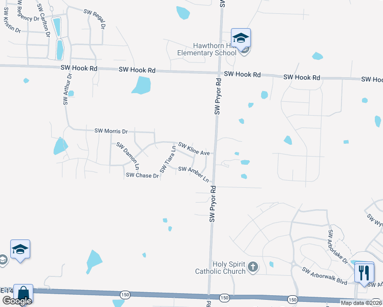 map of restaurants, bars, coffee shops, grocery stores, and more near 2020 Southwest Rachel Lane in Lee's Summit