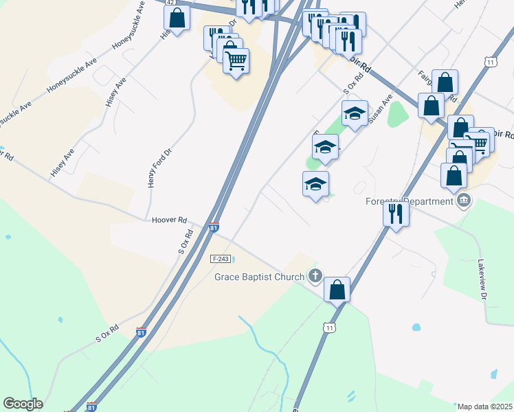 map of restaurants, bars, coffee shops, grocery stores, and more near 276 Parkside Court in Woodstock