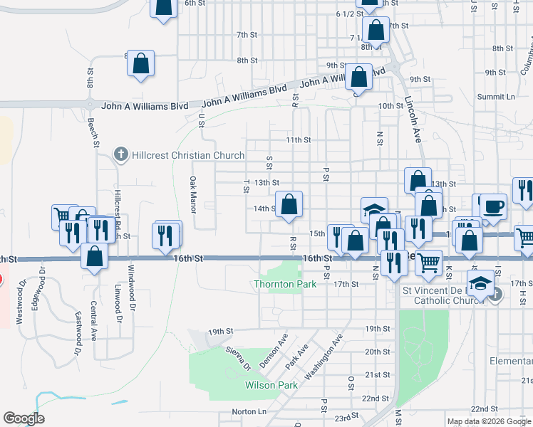 map of restaurants, bars, coffee shops, grocery stores, and more near 1817 14th Street in Bedford