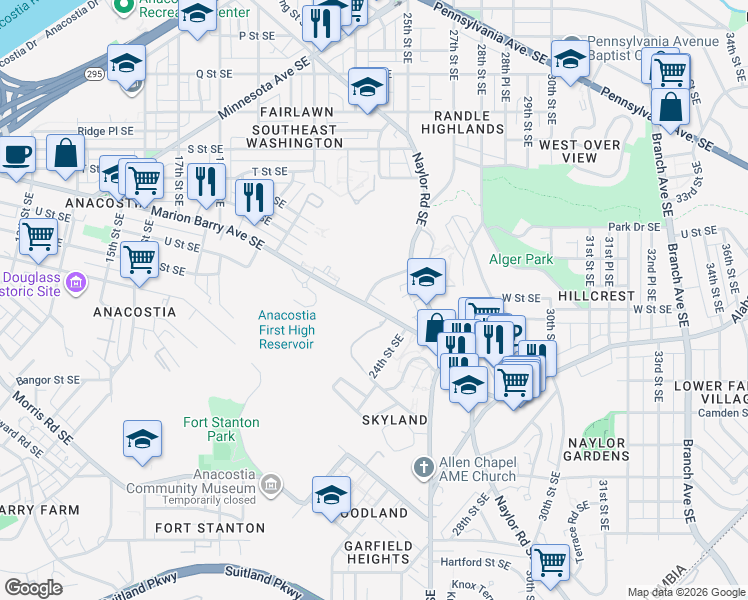 map of restaurants, bars, coffee shops, grocery stores, and more near 101 Independence Avenue Southeast in Washington