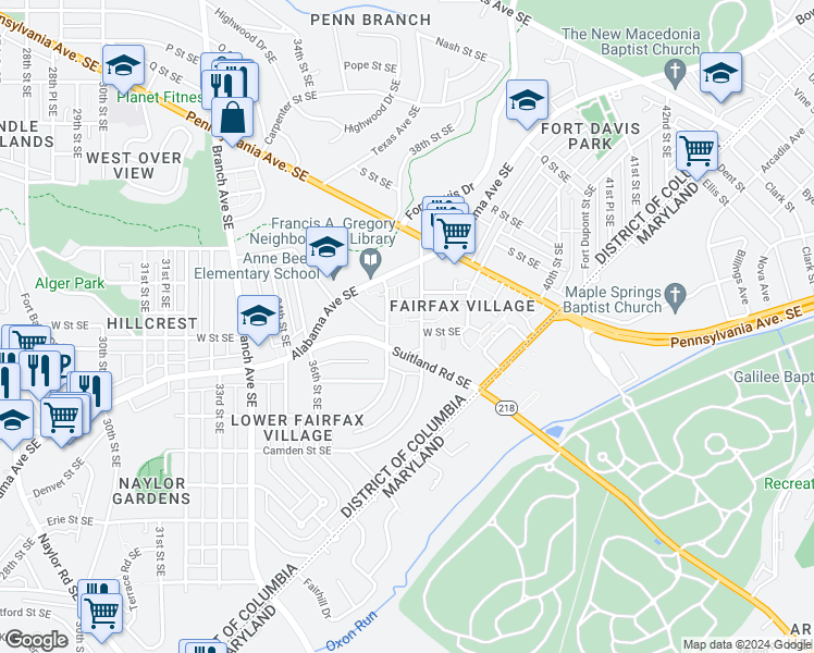 map of restaurants, bars, coffee shops, grocery stores, and more near 101 Independence Avenue Southeast in Washington