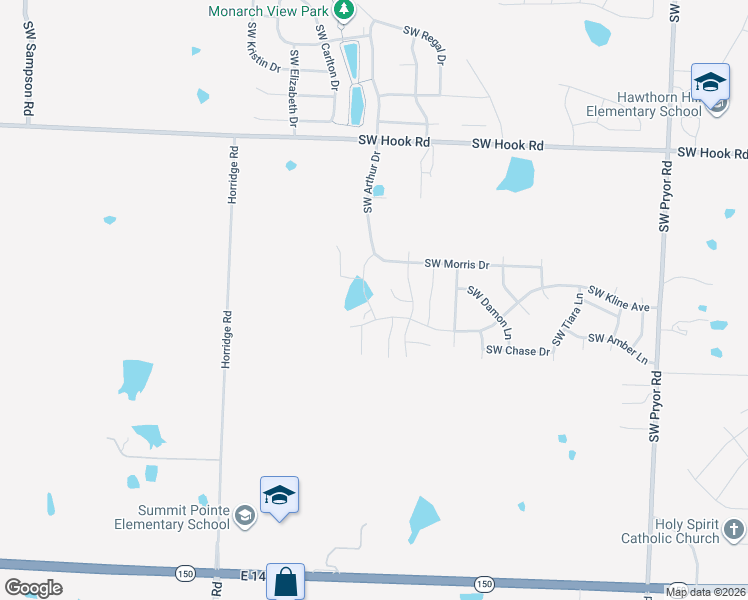 map of restaurants, bars, coffee shops, grocery stores, and more near 2353 Southwest Morris Drive in Lee's Summit