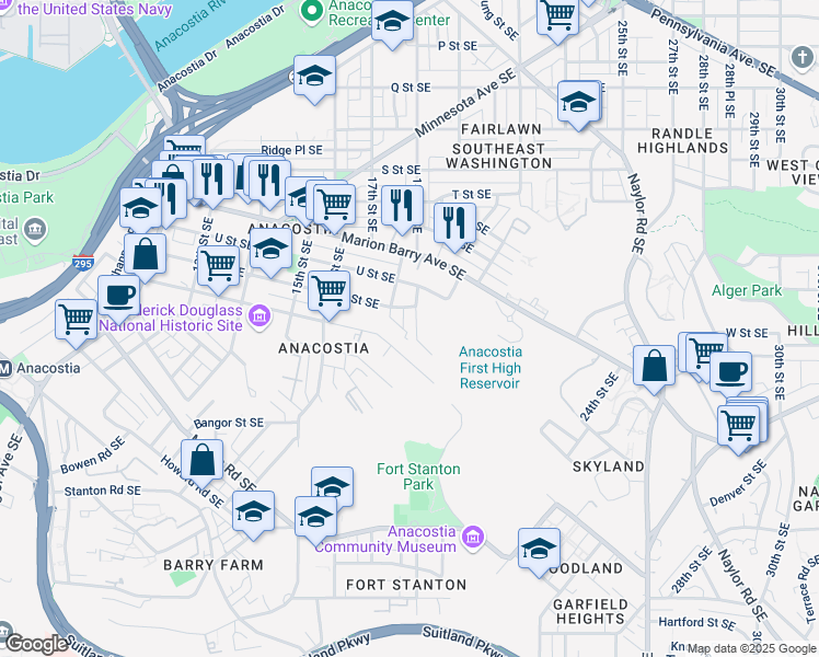map of restaurants, bars, coffee shops, grocery stores, and more near 101 Independence Avenue Southeast in Washington