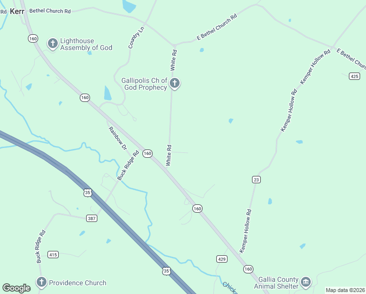 map of restaurants, bars, coffee shops, grocery stores, and more near 63 Cedarwood Lane in Gallipolis