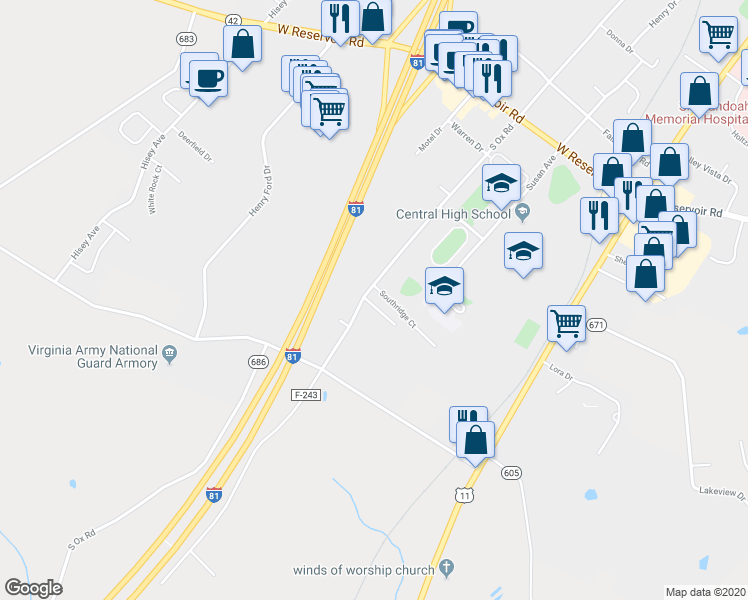 map of restaurants, bars, coffee shops, grocery stores, and more near 276 Parkside Court in Woodstock