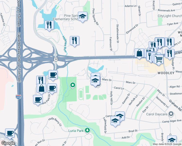 map of restaurants, bars, coffee shops, grocery stores, and more near 101 Independence Avenue Southeast in Washington